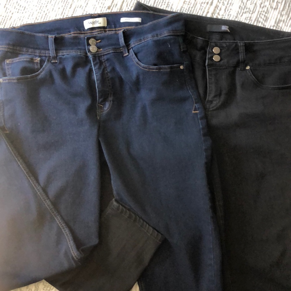 2) Dark Denim & Black Denim Pants size 16 👖